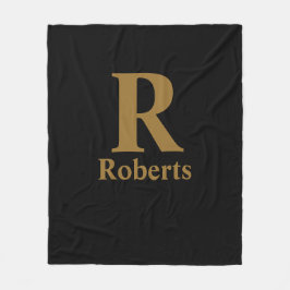 Manta Polar Gold Inicial/First/Family Name On Black