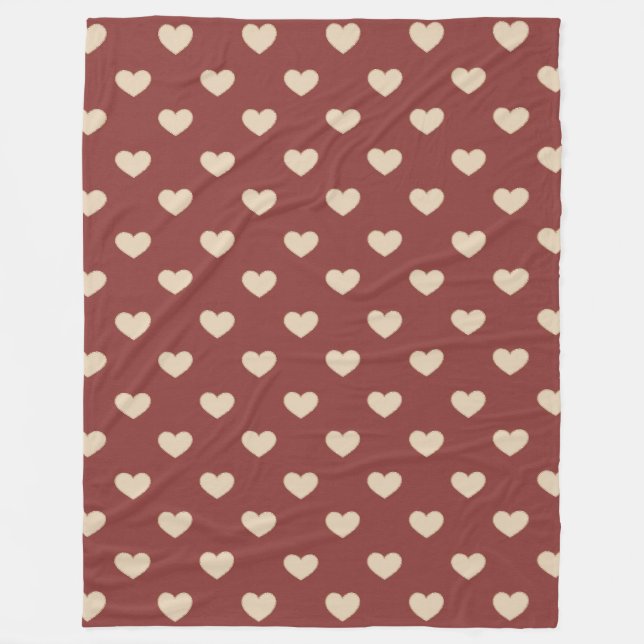 Manta Polar Gold Red Cream Glitter Hearts  (Anverso)