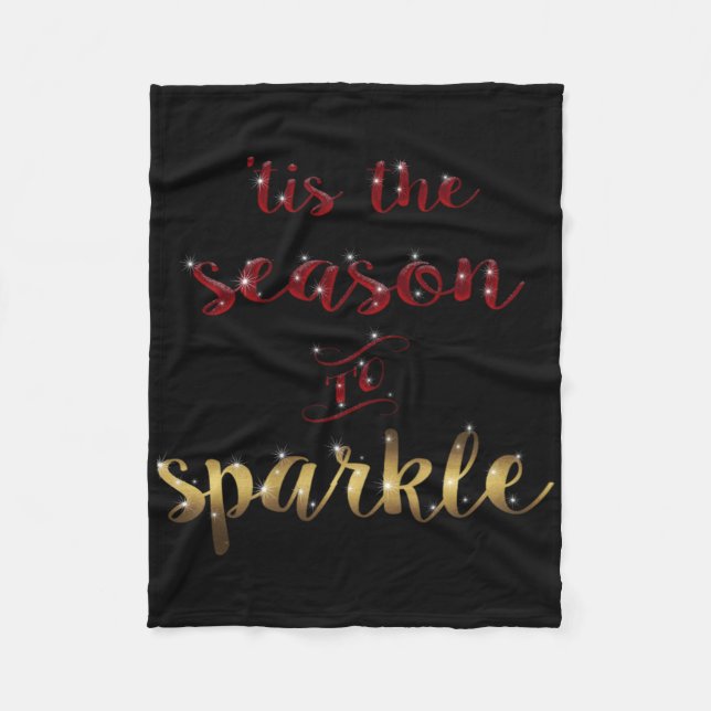 Manta Polar Gold Red Tis The Season To Sparkle Handwriting T S (Anverso)