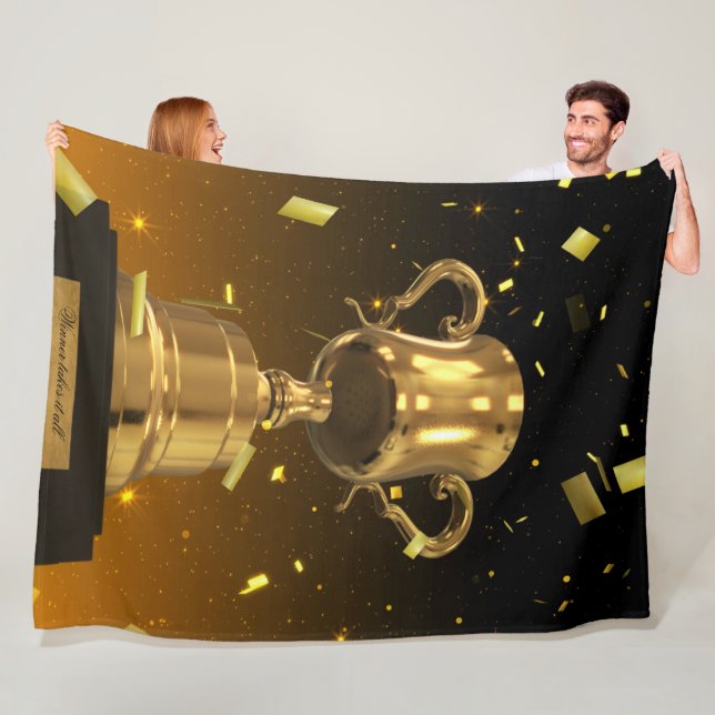Manta Polar Gold Trophy Blanket – Sports Fan Throw (In situ)