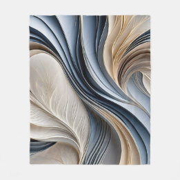 Manta Polar Golden Air - Azul suave y oro Fluyendo Abstracto