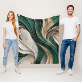 Manta Polar Golden Air – Esmeralda y Oro Fluyendo Abstracto