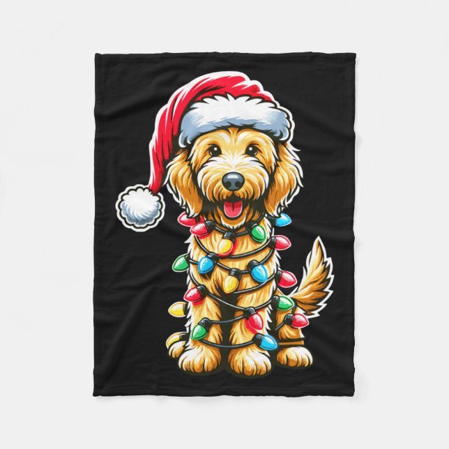 Manta Polar Golden Doodle Christmas Tree Xmas Dog Pajamas Gold (Anverso)