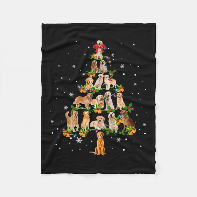 Manta Polar Golden Retriever Christmas Tree Santa Funny Dog Lo (Anverso)