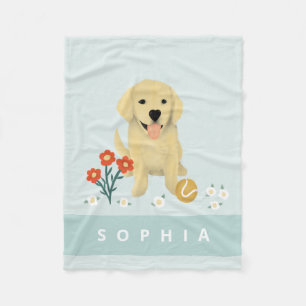 Manta Polar Golden Retriever Cute Dog Kids Floral