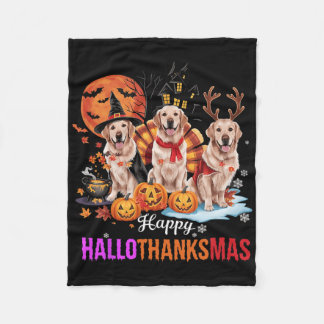 Manta Polar Golden Retriever Happy Hallothanksmas Halloween