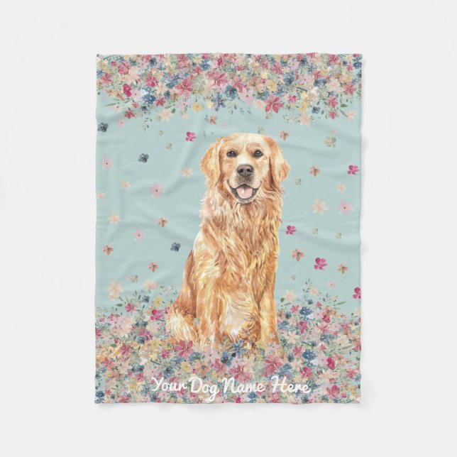 Manta Polar Golden Retriever Ilustracion Dog Hotel Mascota Sit (Anverso)