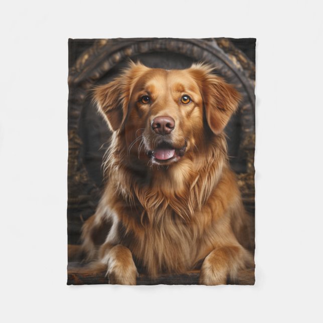 Manta Polar Golden Retriever posando (Anverso)
