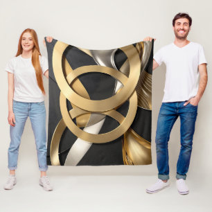 Manta Polar Golden Rings Resumen Arte - Diseño de lujo moderno