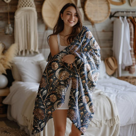 Manta Polar Golden Twilight Floral Moonlit Peonies