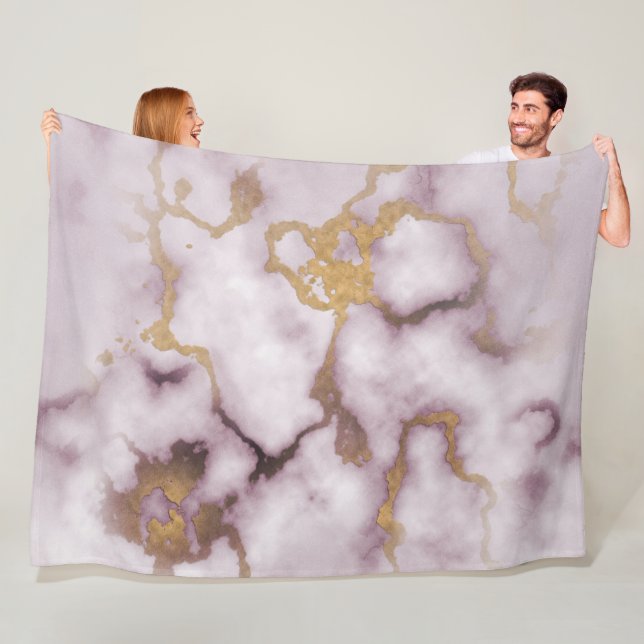 Manta Polar Golden Vein Marble  Blush Aura Fleece Blanket (In situ)
