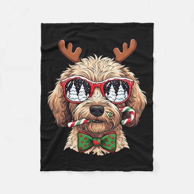 Manta Polar Goldendoodle Christmas Reindeer Holiday Dog Lover  (Anverso)