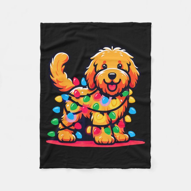 Manta Polar Goldendoodle Christmas Tree Xmas Lights Golden Doo (Anverso)