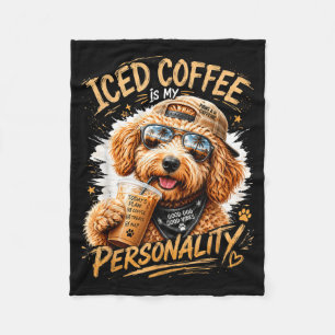 Manta Polar Goldendoodle Divertido Bebiendo Café Helado Perro 