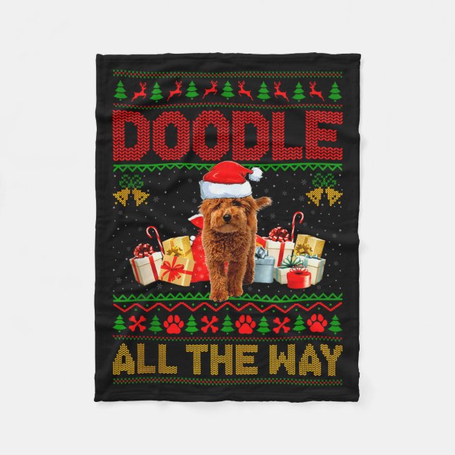 Manta Polar Goldendoodle Dog Ugly Christmas Sweaters Pet Dog L (Anverso)