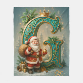 Manta Polar  Goldenes Initial  G mit Weihnachtsmann und Krone
