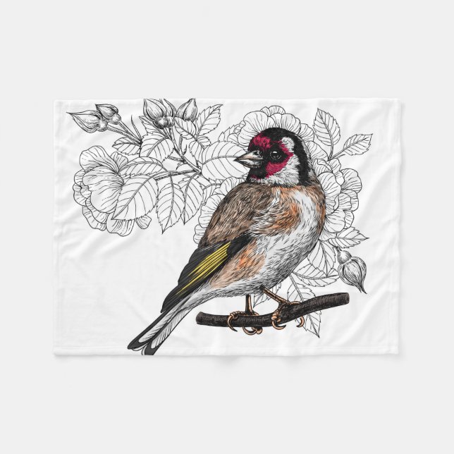 Manta Polar Goldfinch y rosas (Frente (Horizontal))