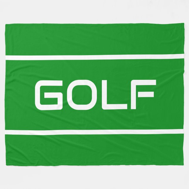 Manta Polar GOLF Moderno Blanco Rayas de Texto Sobre Verde Bri (Frente (Horizontal))