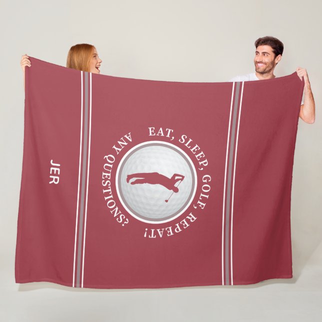 Manta Polar Golfer Deportes modernos Monograma Golf Ball Gris  (In situ)