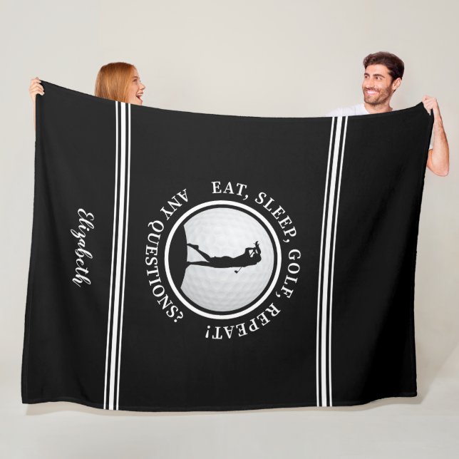 Manta Polar Golfero moderno Deportes Monograma Nombre Golf Neg (In situ)