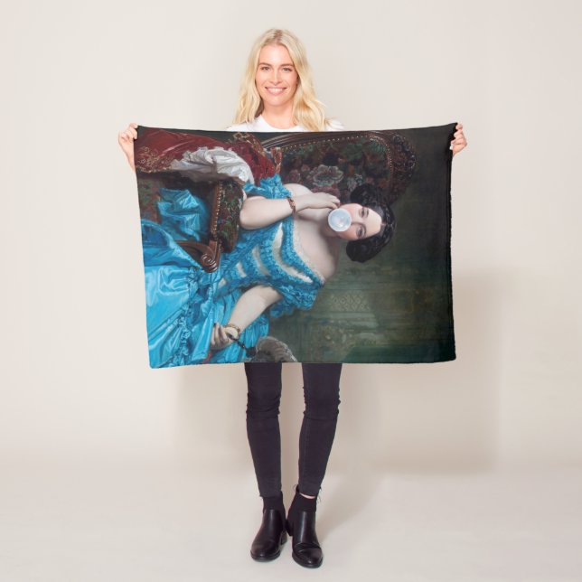 Manta Polar Goma de burbuja Diva en satén azul (In situ)