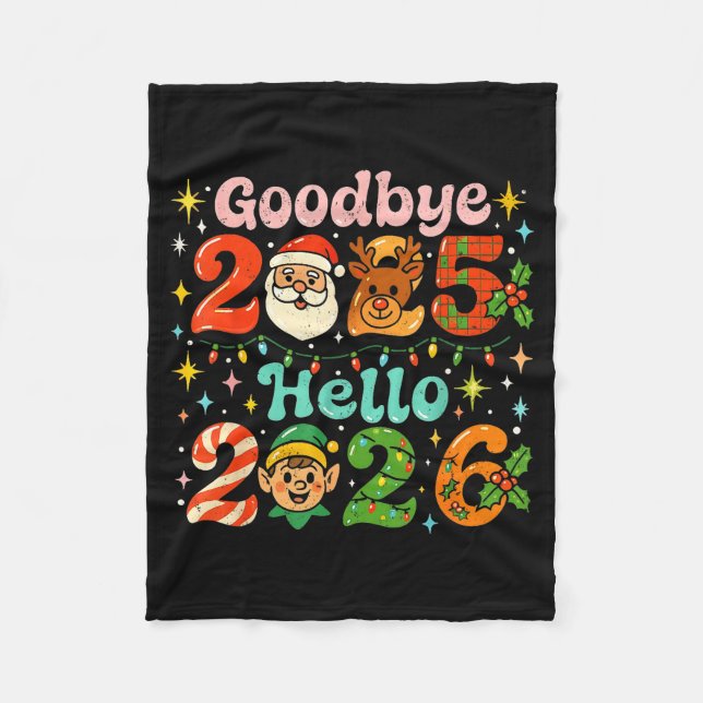 Manta Polar Goodbye 2025 Hello 2026 Cute Christmas New Year  (Anverso)
