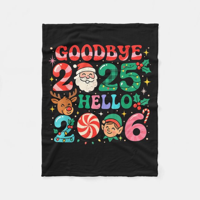 Manta Polar Goodbye 2025 Hello 2026 Cute Christmas New Year  (Anverso)