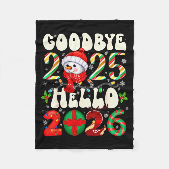 Manta Polar Goodbye 2025 Hello 2026 Merry Christmas Happy New  (Anverso)