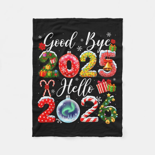 Manta Polar Goodbye 2025 Hello 2026 Merry Christmas Happy New  (Anverso)