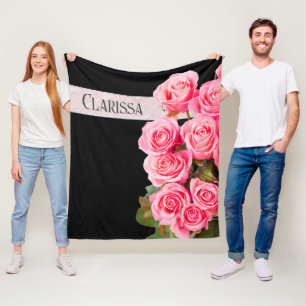 Manta Polar Gordas rosas rosas rosas sobre los negros personal