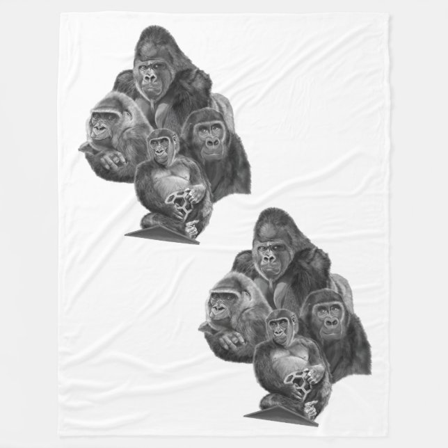 Manta Polar Gorilla Family Blanket ゴリラ家族のブランケット (GorillaLife) (Anverso)