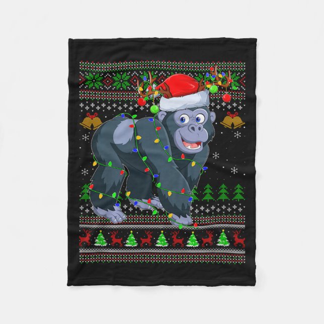 Manta Polar Gorilla Ugly Christmas Sweaters Holiday Santa Cute (Anverso)