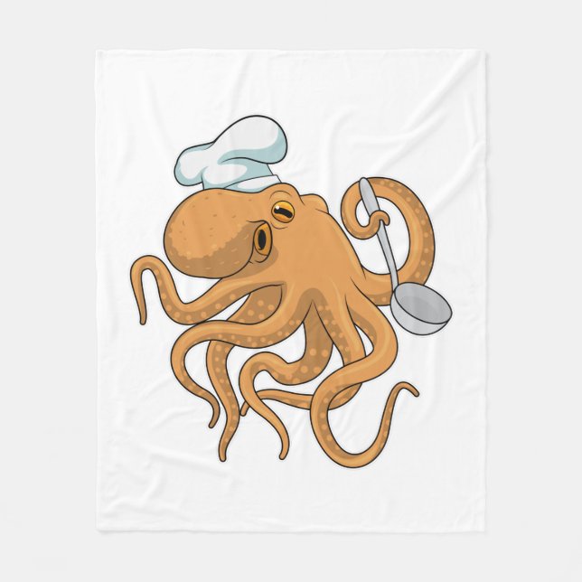 Manta Polar Gorra del chef Octopus Cook (Anverso)