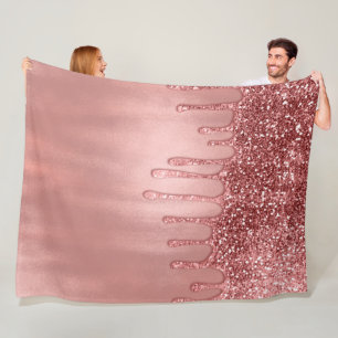 Manta Polar Goteando en Brillo Dorado Rosa Gotas Rosadas Bonit