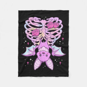 Manta Polar Goth Pastel Kawaii Lindo Murciélago Esqueleto Espe