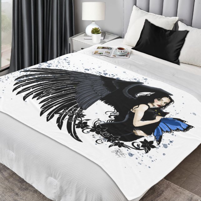Manta Polar Gótico Angel Wings Black Cat (Subido por el creador)