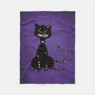 Manta Polar Gótico Morado Ragged Evil Gato Negro