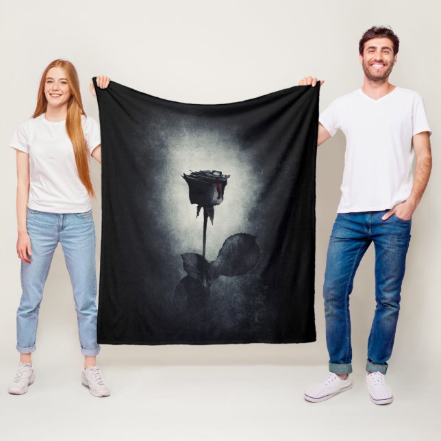 Manta Polar Gótico Rosa negro goteando sangre macabra (In situ)
