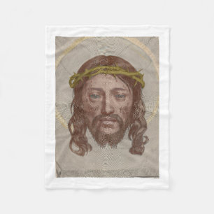 Manta Polar Grabado de la cara de Cristo de Claude Mellan de 1
