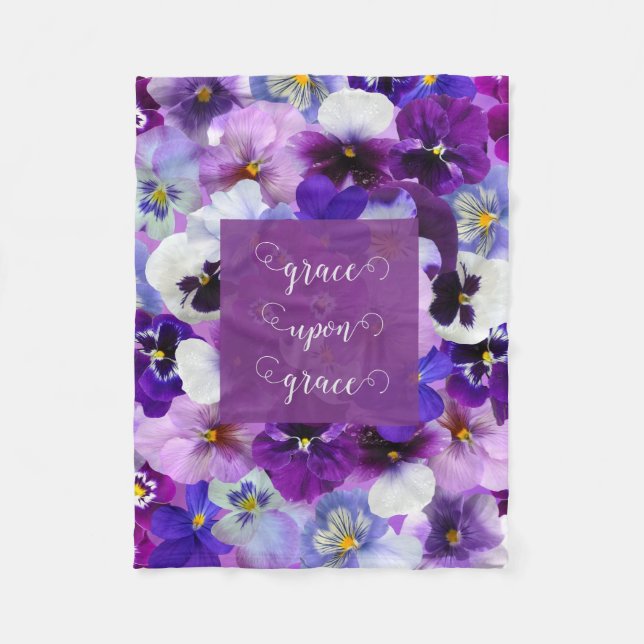 Manta Polar Grace Upon Grace Bible Verse Purple Flower (Anverso)