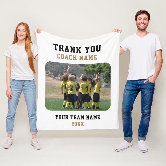 Manta Polar Gracias entrenador con foto de nombre de equipo (In situ)