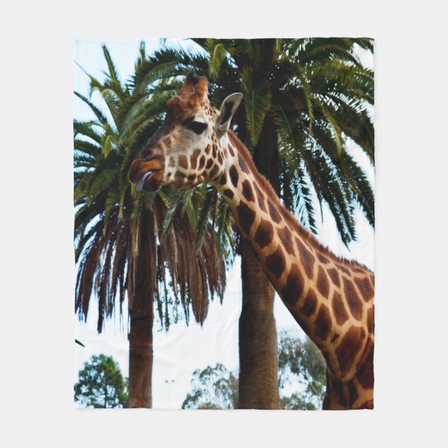 Manta Polar Graciosa Giraffe Que Sopla Una Frambuesa, Mediana (Anverso)