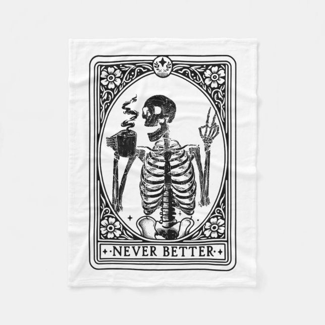 Manta Polar Graciosa Tarjeta Tarot Skeleton Nunca Mejor Calave (Anverso)