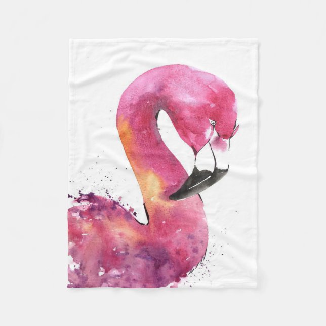 Manta Polar Gracioso acuarela Pink Flamingo Gifts Lover (Anverso)