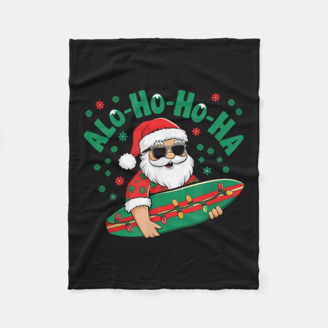 Manta Polar Gracioso Alo-ho-ha Santa Surfing Christma (Anverso)