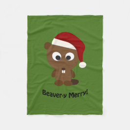 Manta Polar ¡Gracioso Beaver-y Merry! Santa Beaver