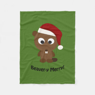 Manta Polar ¡Gracioso Beaver-y Merry! Santa Beaver