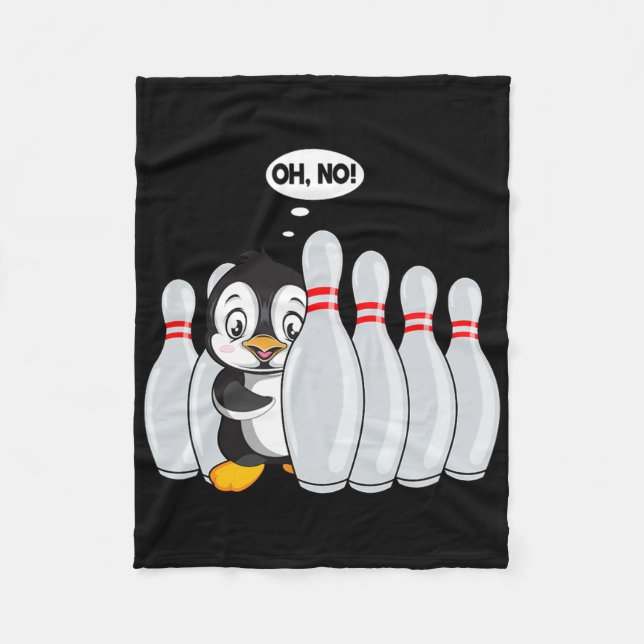 Manta Polar Gracioso Bowling Pin Cute Penguin Para Bowling Lov (Anverso)
