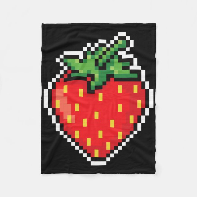 Manta Polar Gracioso disfraz fácil de Halloween Pixel Strawber (Anverso)
