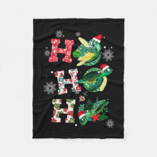 Manta Polar Gracioso Feliz Navidad HO HO Turtle Santa